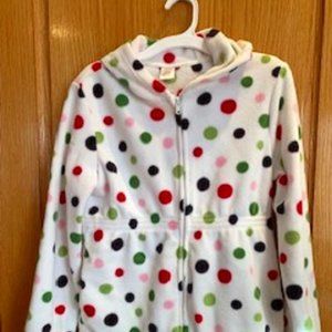Girls' Gymboree Fleece Zip-Up Hoodie Polka Dotted YTH L (10-12)
